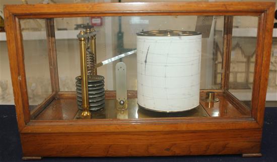 An oak case Negretti and Zambra barograph, 16in.